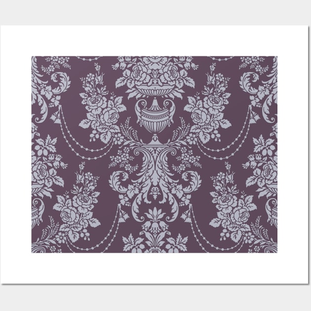 Mauve and Gray Damask Wall Art by Art by Big Al